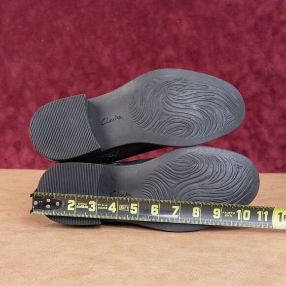 Clarks Women Maye Black Leather Strap Zip Ankle Boots sz 9.5US EUR41 - Picture 5 of 8